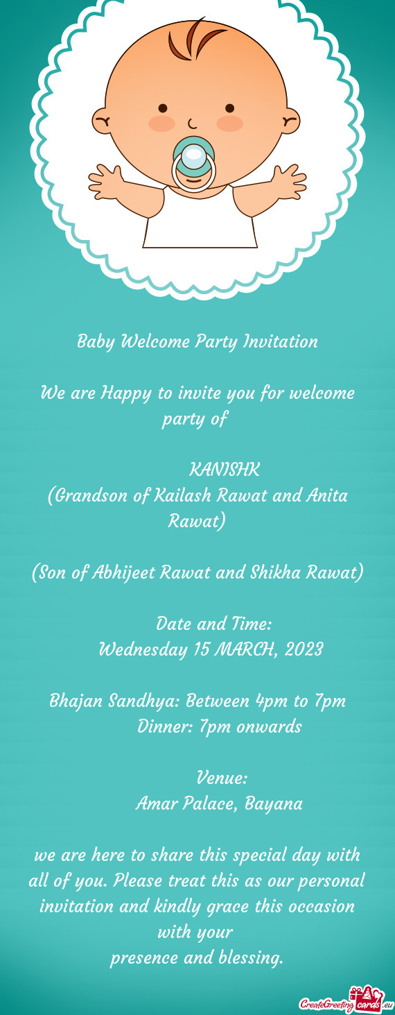 We are Happy to invite you for welcome party of