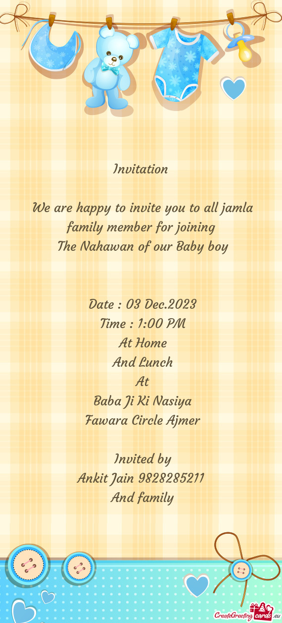 We are happy to invite you to all jamla family member for joining