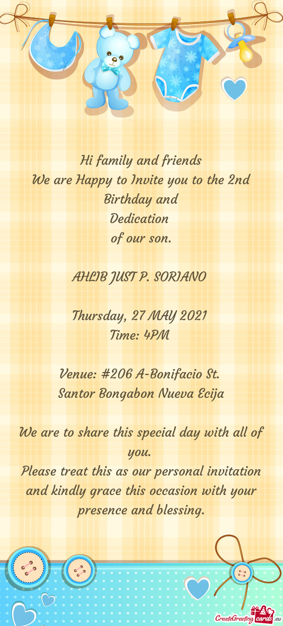 We are Happy to Invite you to the 2nd Birthday and