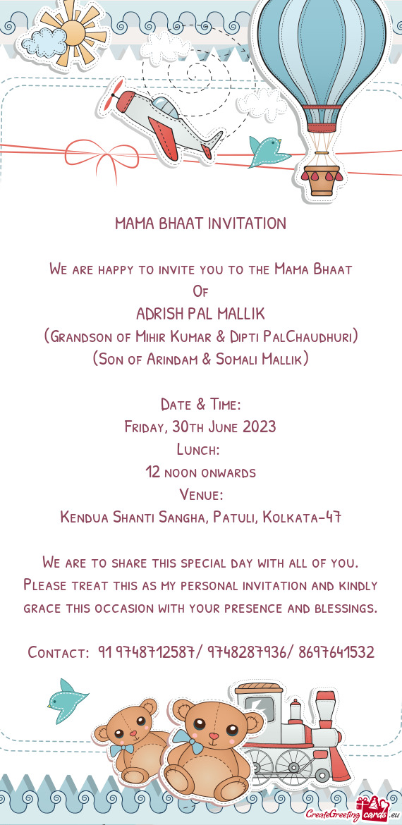 We are happy to invite you to the Mama Bhaat