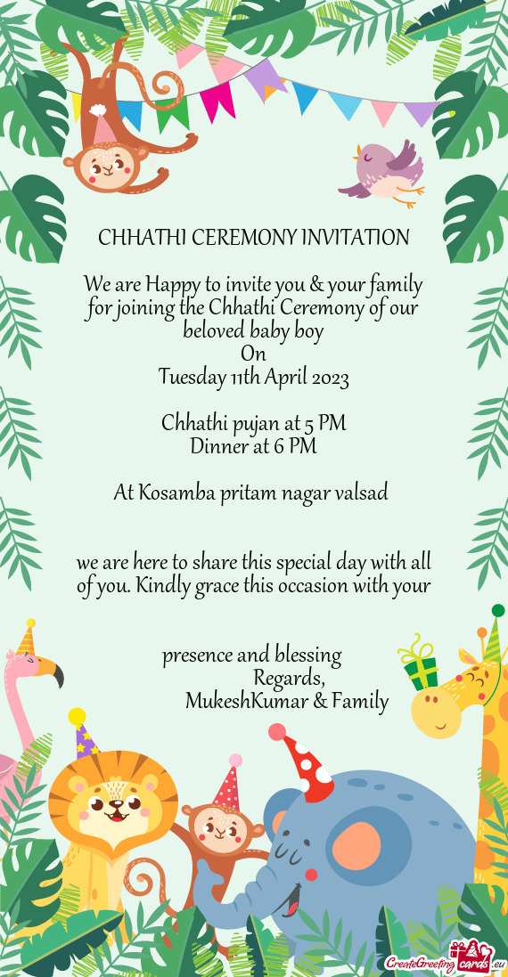 We are here to share this special day with all of you. Kindly grace this occasion with your