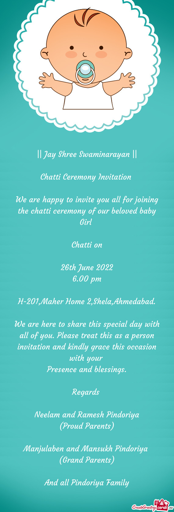 We are here to share this special day with all of you. Please treat this as a person invitation and