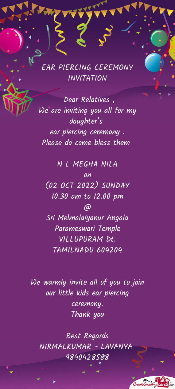 We are inviting you all for my daughter