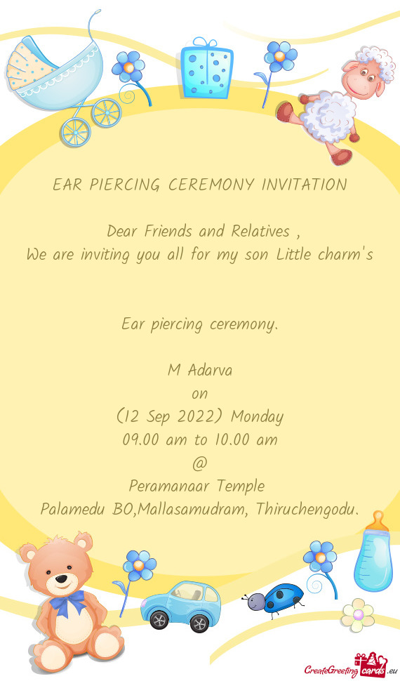We are inviting you all for my son Little charm