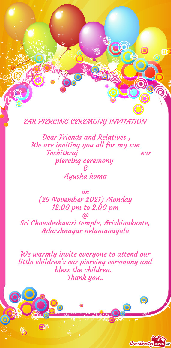 We are inviting you all for my son