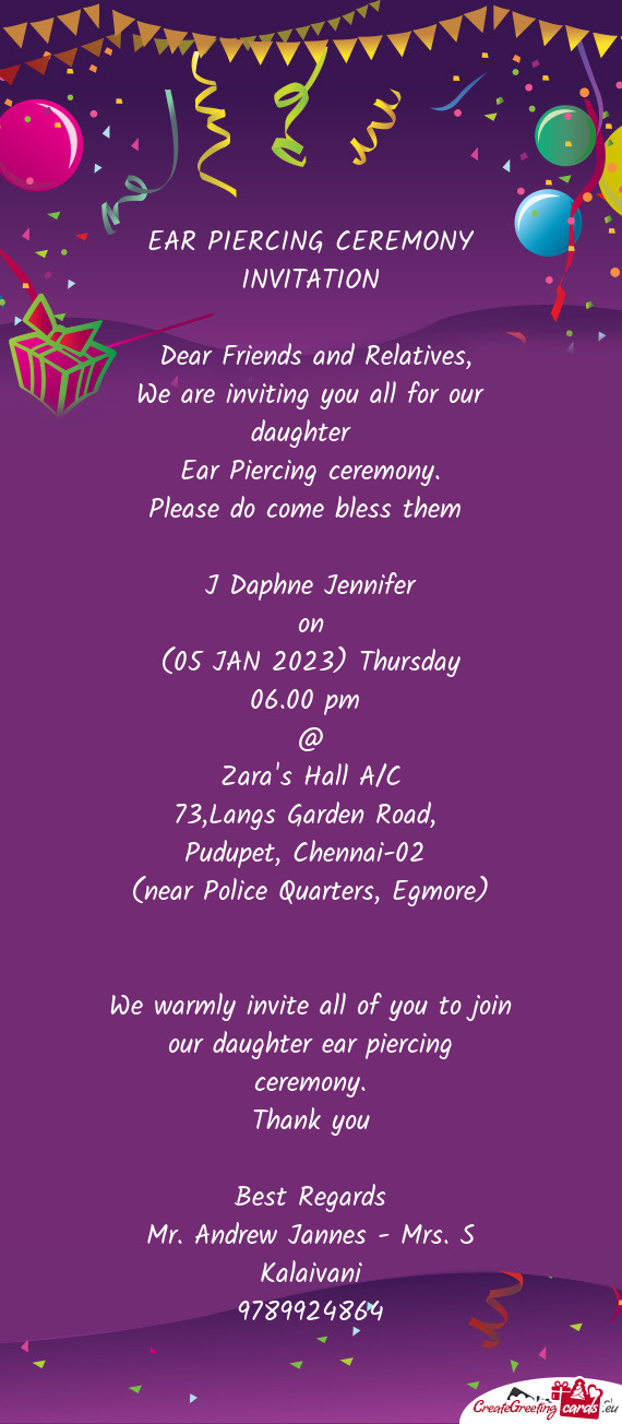 We are inviting you all for our daughter