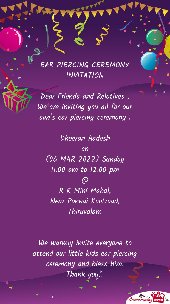 We are inviting you all for our son