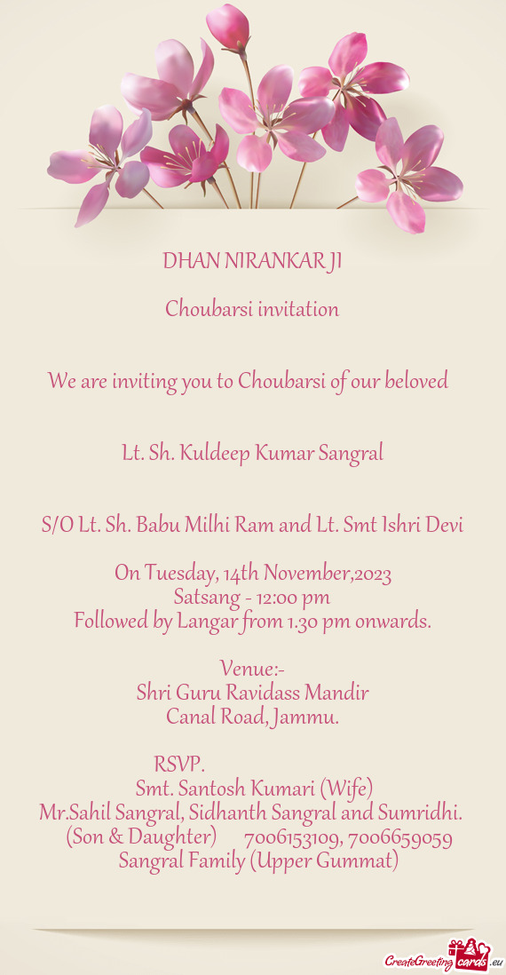 We are inviting you to Choubarsi of our beloved