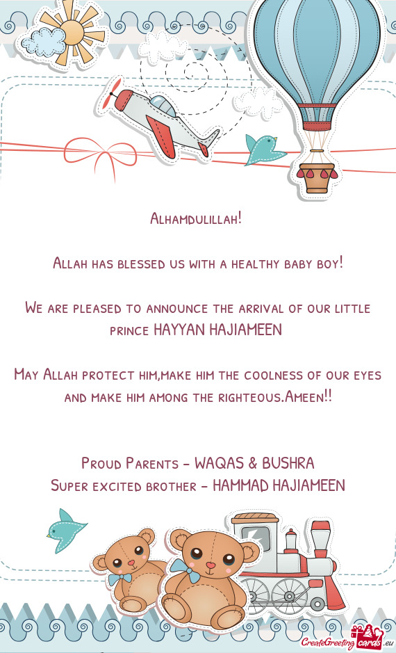 We are pleased to announce the arrival of our little prince HAYYAN HAJIAMEEN