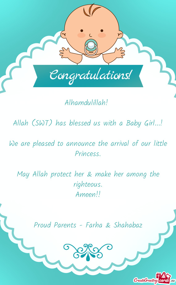 We are pleased to announce the arrival of our little Princess