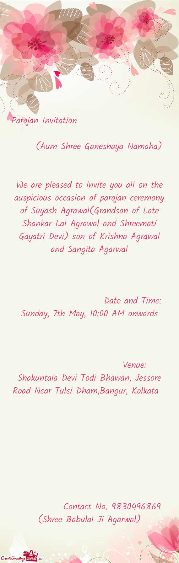 We are pleased to invite you all on the auspicious occasion o