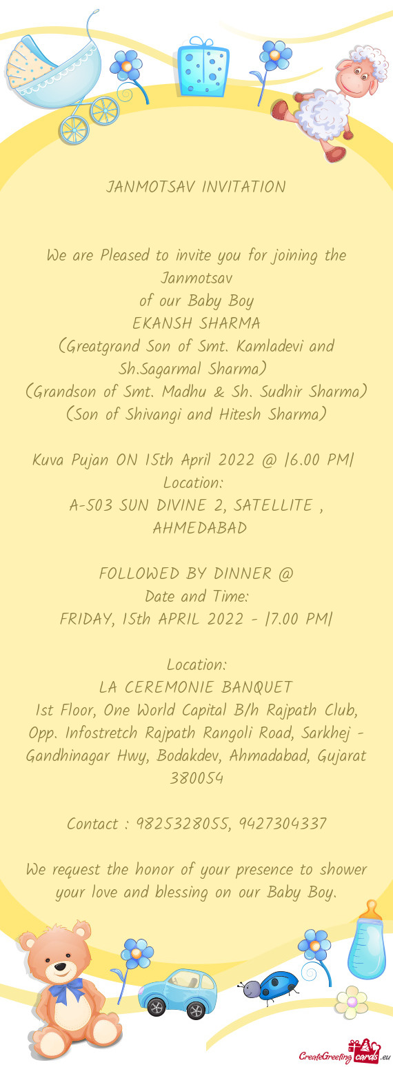 We are Pleased to invite you for joining the Janmotsav