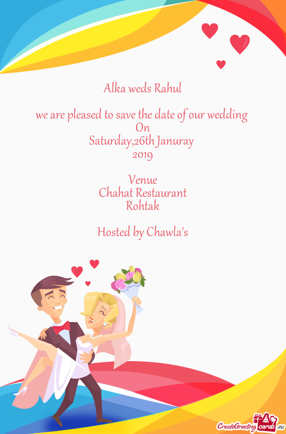 We are pleased to save the date of our wedding