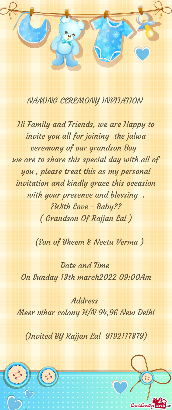 We are to share this special day with all of you , please treat this as my personal invitation and k