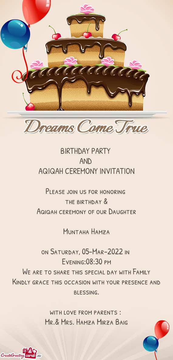 We are to share this special day with Family