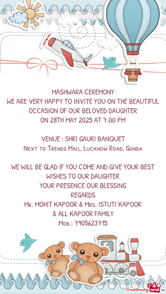 WE ARE VERY HAPPY TO INVITE YOU ON THE BEAUTIFUL OCCASION OF OUR BELOVED DAUGHTER