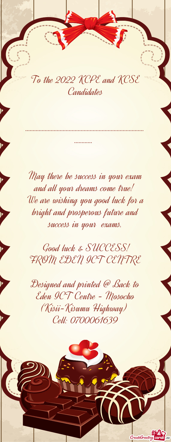 We are wishing you good luck for a bright and prosperous future and success in your exams