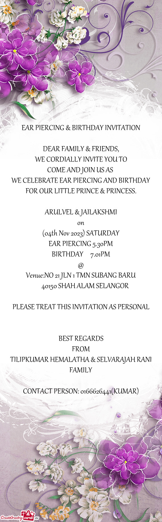WE CELEBRATE EAR PIERCING AND BIRTHDAY FOR OUR LITTLE PRINCE & PRINCESS