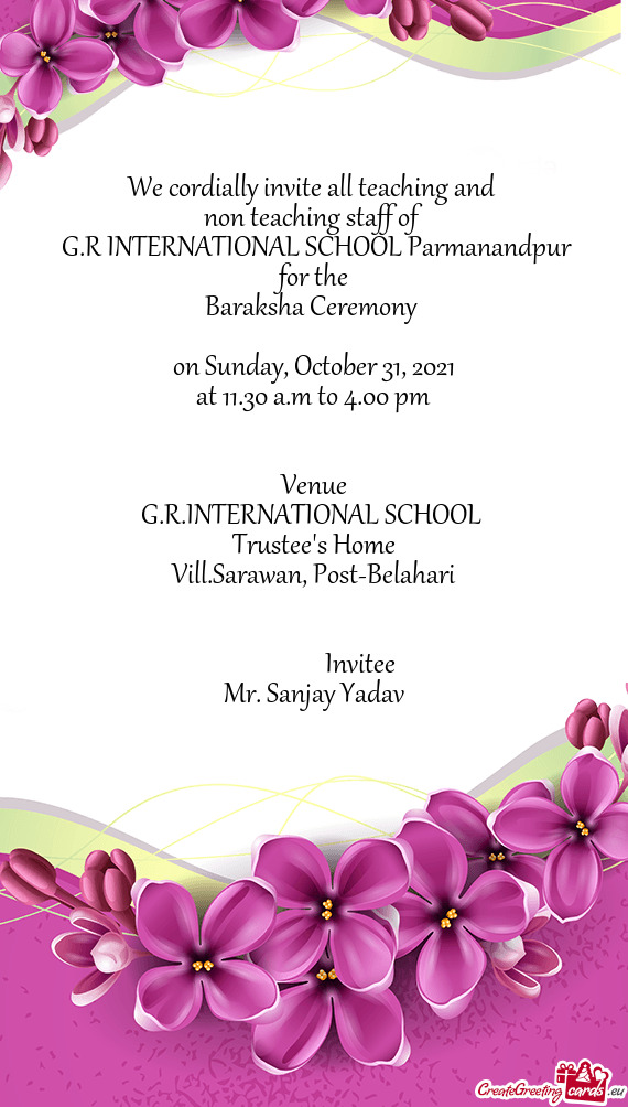 We cordially invite all teaching and