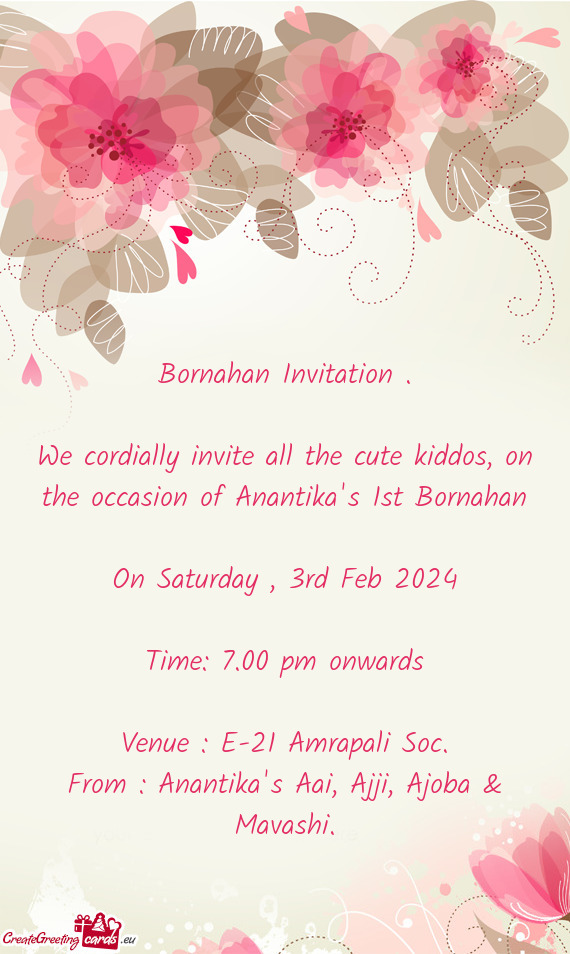 We cordially invite all the cute kiddos, on the occasion of Anantika