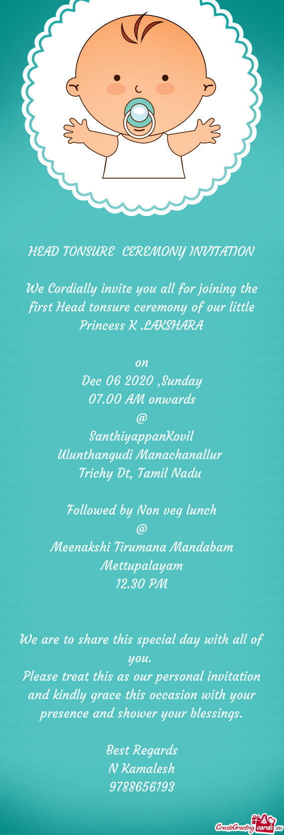 We Cordially invite you all for joining the first Head tonsure ceremony of our little Princess K .LA