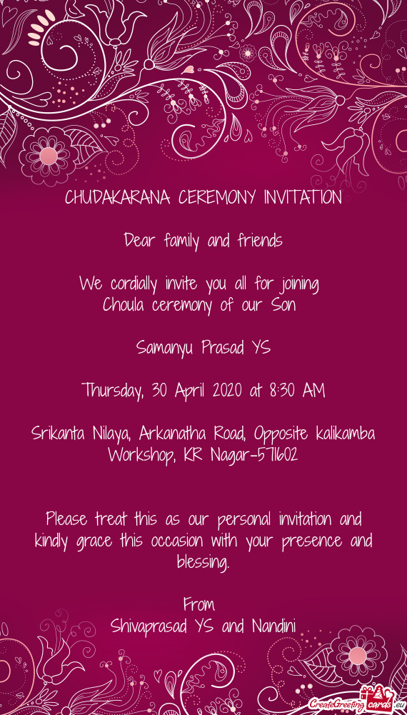 We cordially invite you all for joining