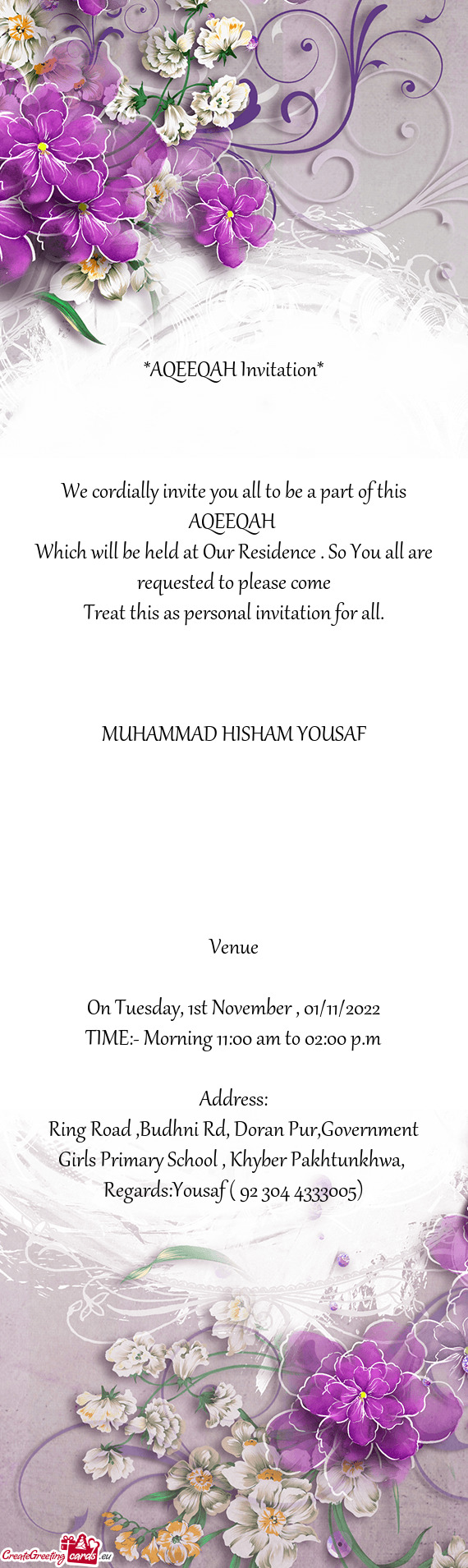 We cordially invite you all to be a part of this AQEEQAH