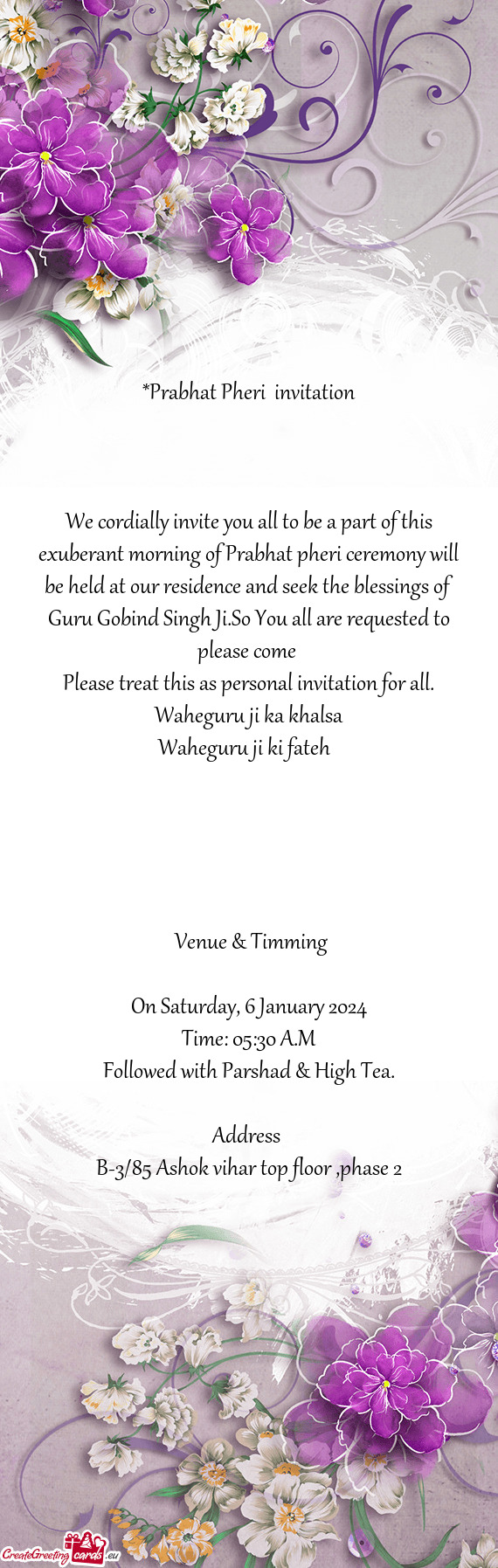 We cordially invite you all to be a part of this exuberant morning of Prabhat pheri ceremony will be