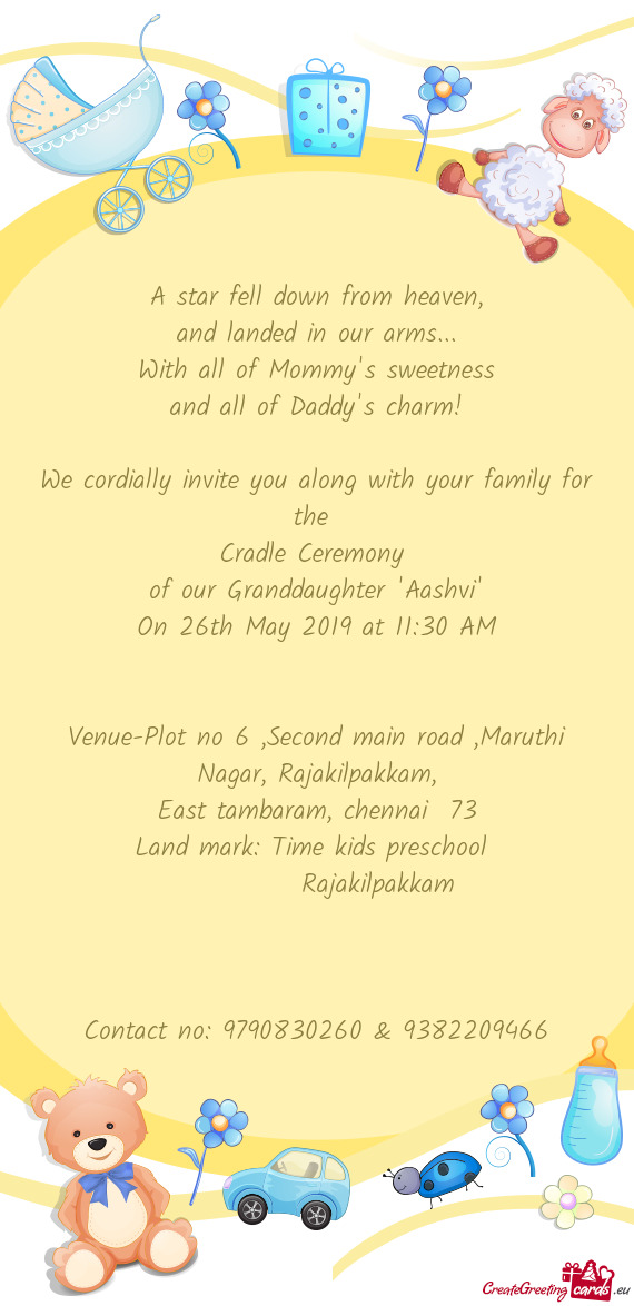 We cordially invite you along with your family for the