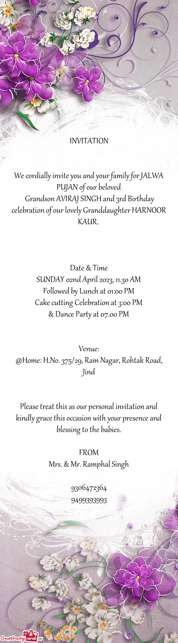 We cordially invite you and your family for JALWA PUJAN of our beloved