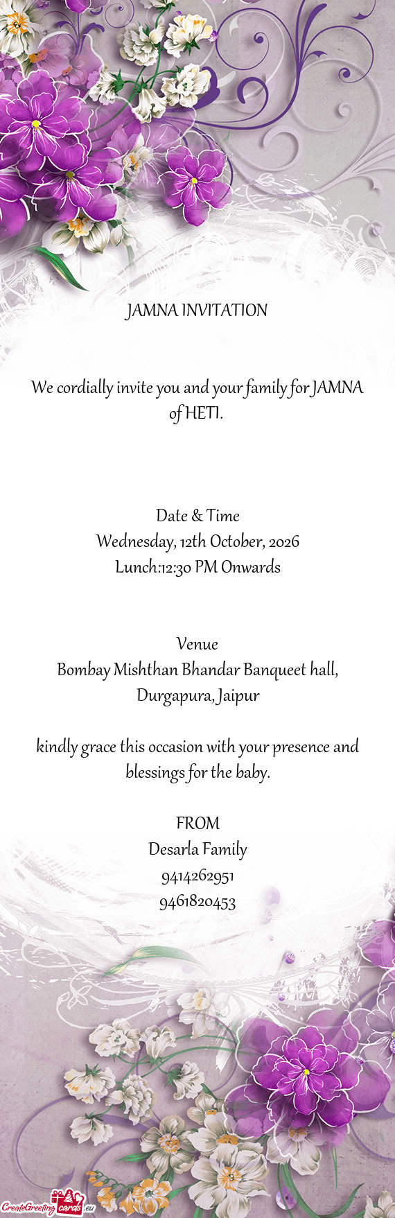 We cordially invite you and your family for JAMNA of HETI