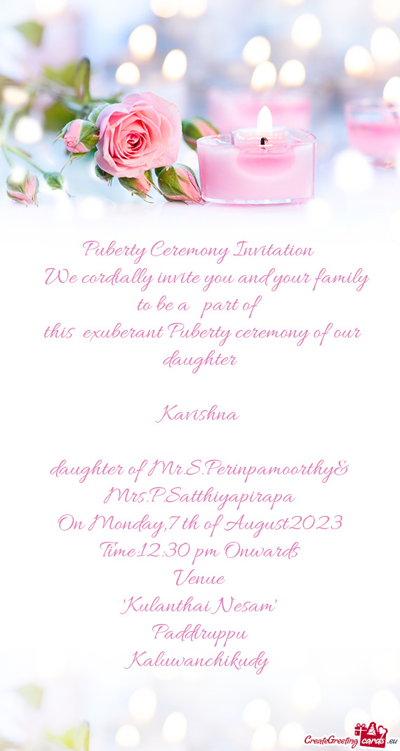 We cordially invite you and your family to be a part of