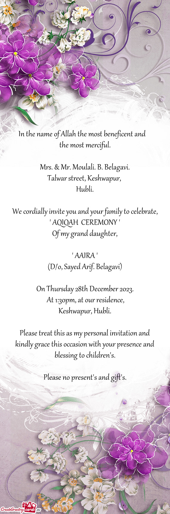 We cordially invite you and your family to celebrate