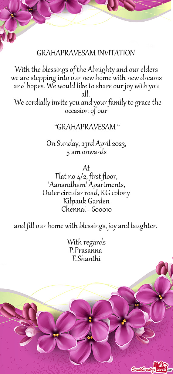 We cordially invite you and your family to grace the occasion of our