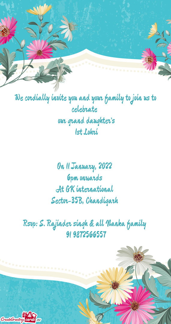We cordially invite you and your family to join us to celebrate