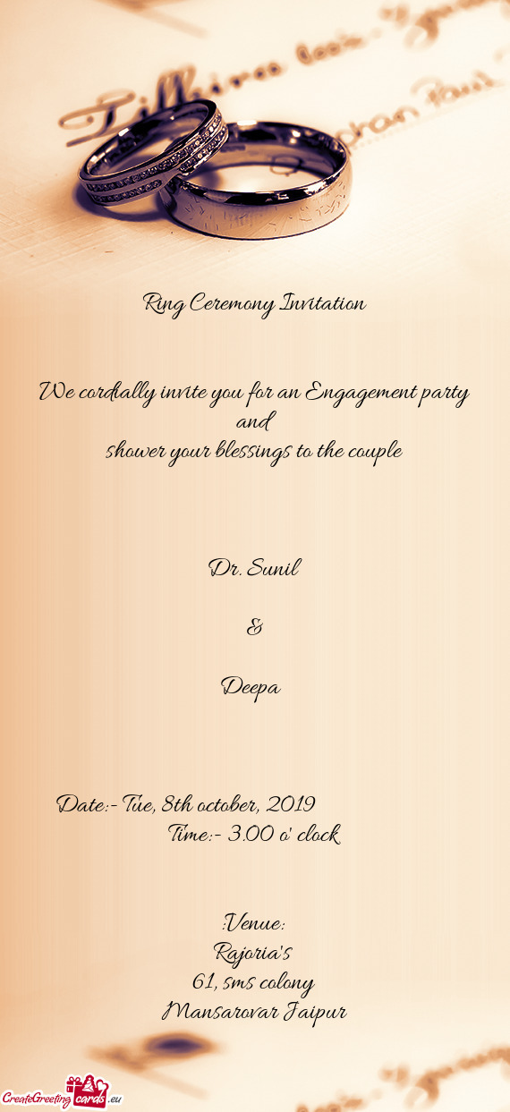 We cordially invite you for an Engagement party and
