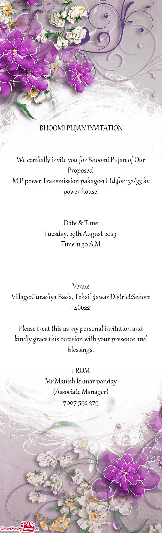 We cordially invite you for Bhoomi Pujan of Our Proposed