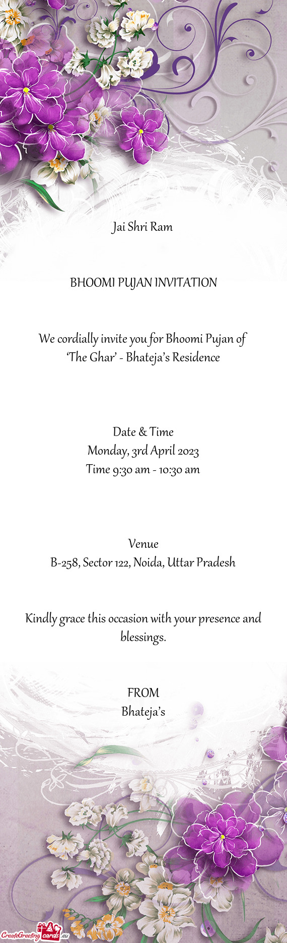 We cordially invite you for Bhoomi Pujan of