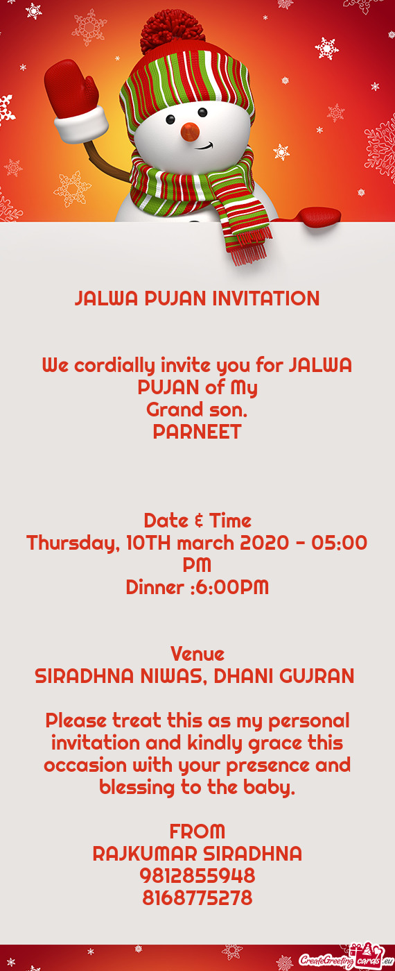 We cordially invite you for JALWA PUJAN of My