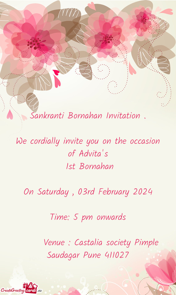 We cordially invite you on the occasion of Advita