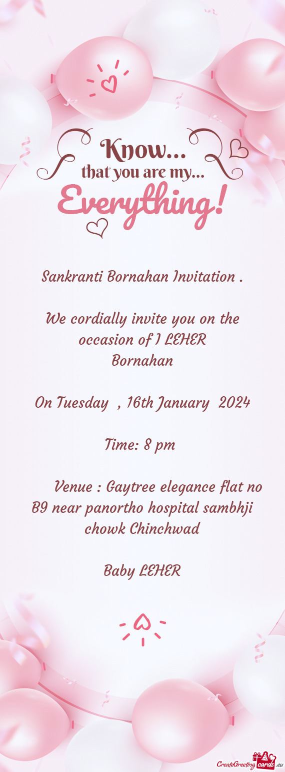 We cordially invite you on the occasion of I LEHER