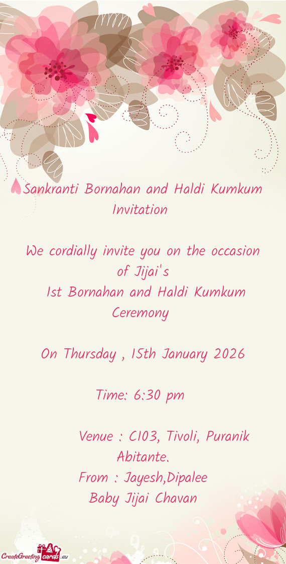 We cordially invite you on the occasion of Jijai