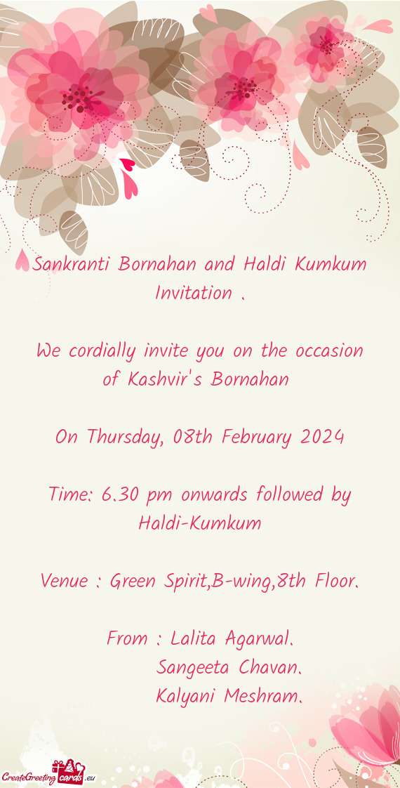We cordially invite you on the occasion of Kashvir