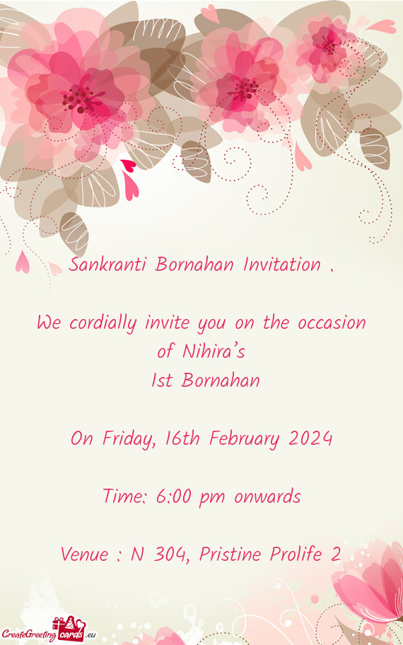 We cordially invite you on the occasion of Nihira’s