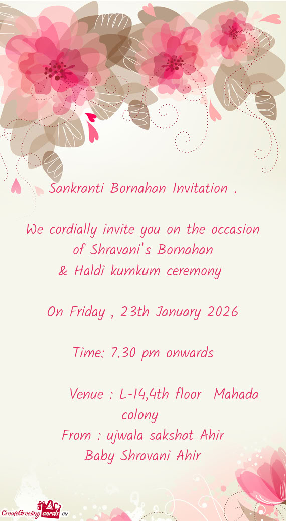 We cordially invite you on the occasion of Shravani