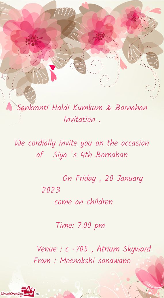 We cordially invite you on the occasion of Siya 