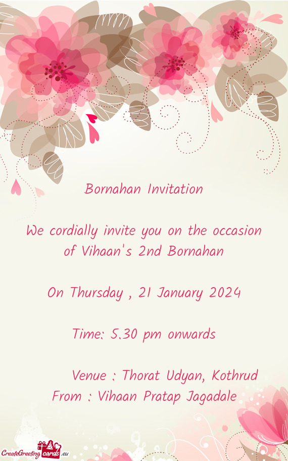 We cordially invite you on the occasion of Vihaan