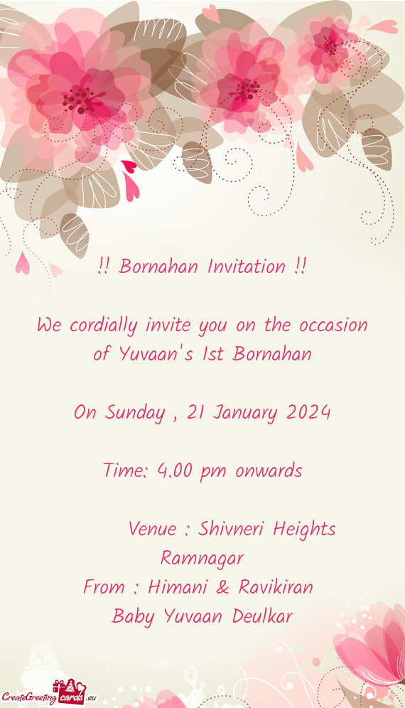 We cordially invite you on the occasion of Yuvaan