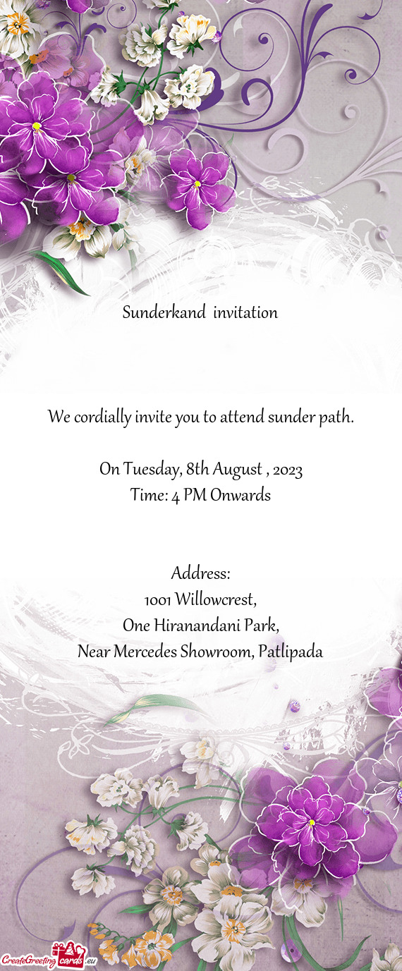 We cordially invite you to attend sunder path