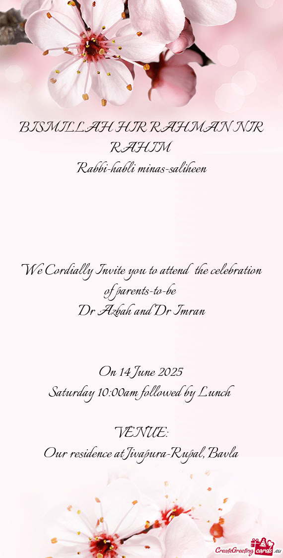 We Cordially Invite you to attend the celebration of parents-to-be